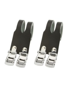 Leather Double Toe Straps Black.